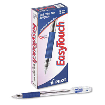 Pilot® Easytouch Ballpoint Pen, Stick, Fine 0.7 Mm, Blue Ink, Clear Barrel, Dozen freeshipping - TVN Wholesale